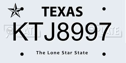KTJ8997 Texas License Plate