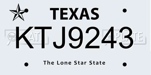 KTJ9243 Texas License Plate