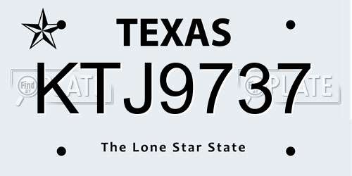 KTJ9737 Texas License Plate