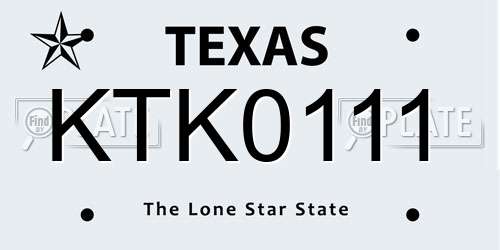 KTK0111 Texas License Plate