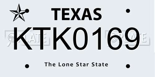 KTK0169 Texas License Plate
