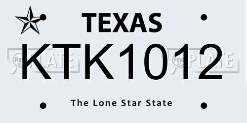 KTK1012 Texas License Plate