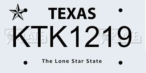 KTK1219 Texas License Plate
