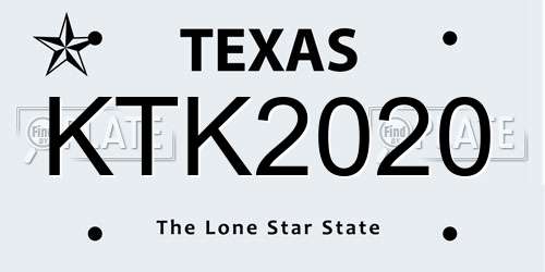 KTK2020 Texas License Plate