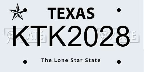 KTK2028 Texas License Plate