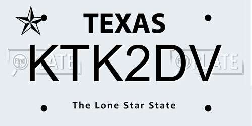 KTK2DV Texas License Plate