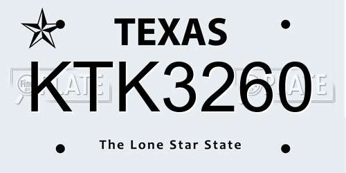 KTK3260 Texas License Plate