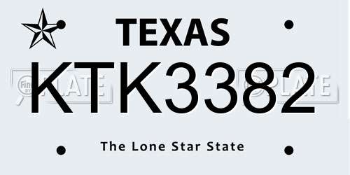 KTK3382 Texas License Plate