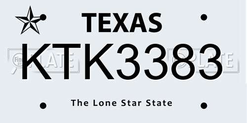 KTK3383 Texas License Plate