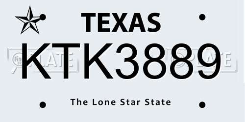 KTK3889 Texas License Plate