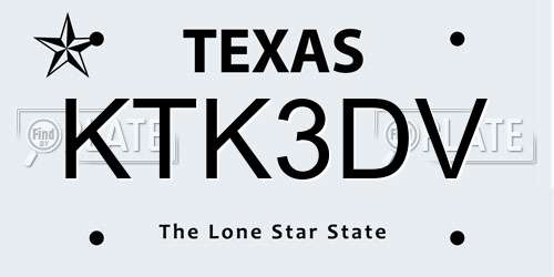 KTK3DV Texas License Plate