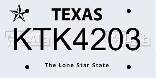 KTK4203 Texas License Plate