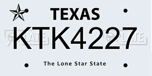 KTK4227 Texas License Plate