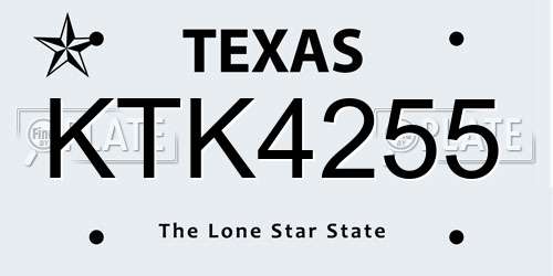KTK4255 Texas License Plate