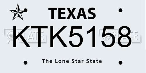 KTK5158 Texas License Plate