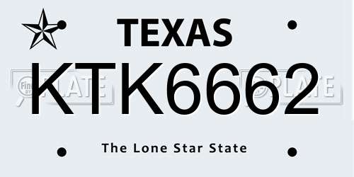 KTK6662 Texas License Plate