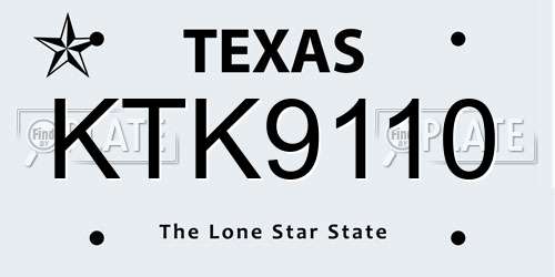 KTK9110 Texas License Plate