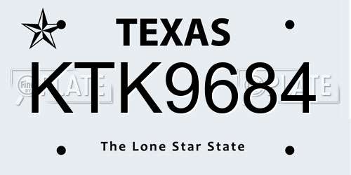KTK9684 Texas License Plate