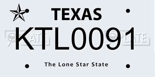 KTL0091 Texas License Plate