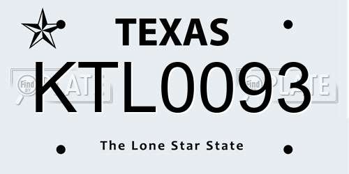 KTL0093 Texas License Plate
