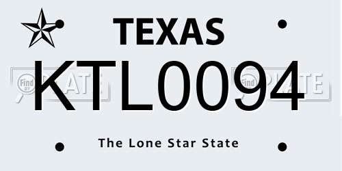 KTL0094 Texas License Plate