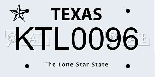KTL0096 Texas License Plate