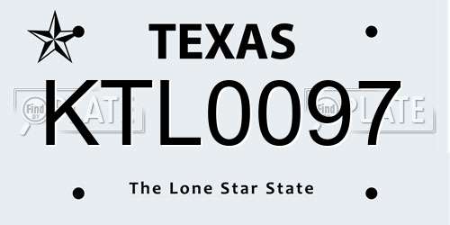 KTL0097 Texas License Plate