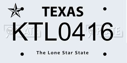 KTL0416 Texas License Plate