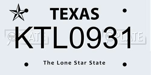 KTL0931 Texas License Plate