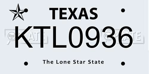 KTL0936 Texas License Plate