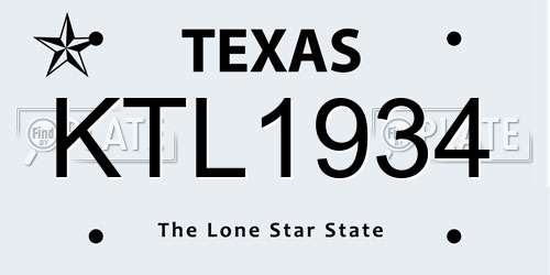 KTL1934 Texas License Plate