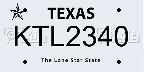 KTL2340 Texas License Plate
