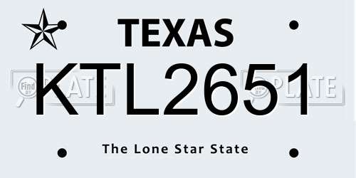 KTL2651 Texas License Plate