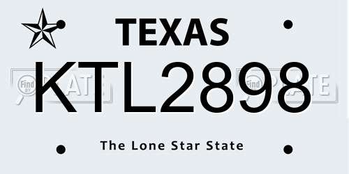KTL2898 Texas License Plate