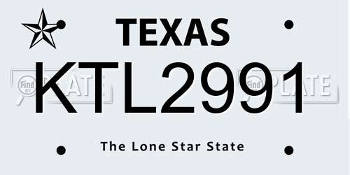 KTL2991 Texas License Plate