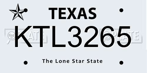 KTL3265 Texas License Plate
