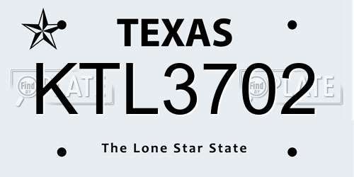 KTL3702 Texas License Plate