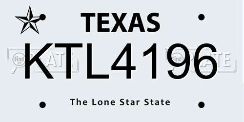KTL4196 Texas License Plate