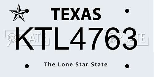 KTL4763 Texas License Plate