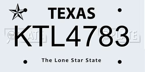 KTL4783 Texas License Plate