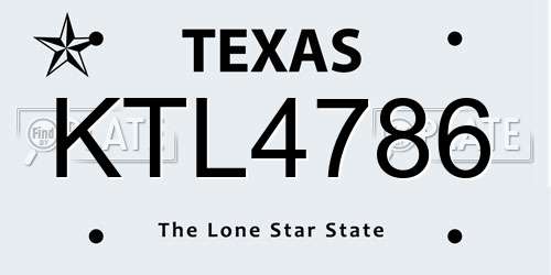 KTL4786 Texas License Plate