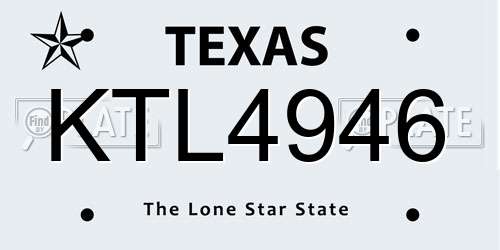 KTL4946 Texas License Plate