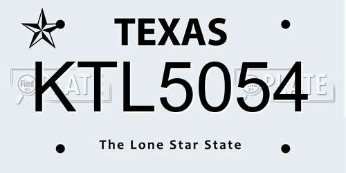 KTL5054 Texas License Plate