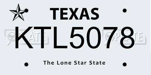 KTL5078 Texas License Plate