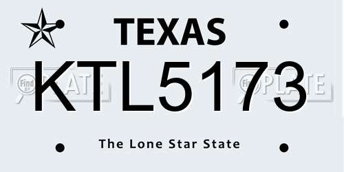 KTL5173 Texas License Plate