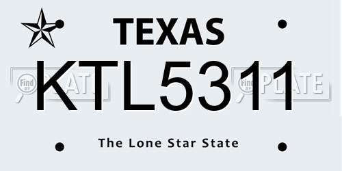 KTL5311 Texas License Plate
