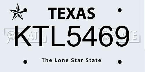 KTL5469 Texas License Plate