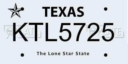 KTL5725 Texas License Plate