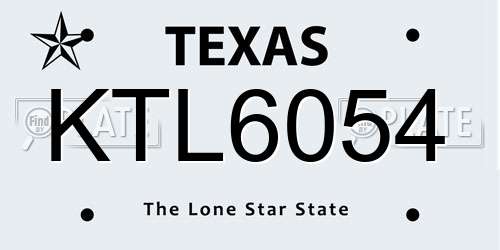 KTL6054 Texas License Plate