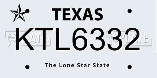 KTL6332 Texas License Plate